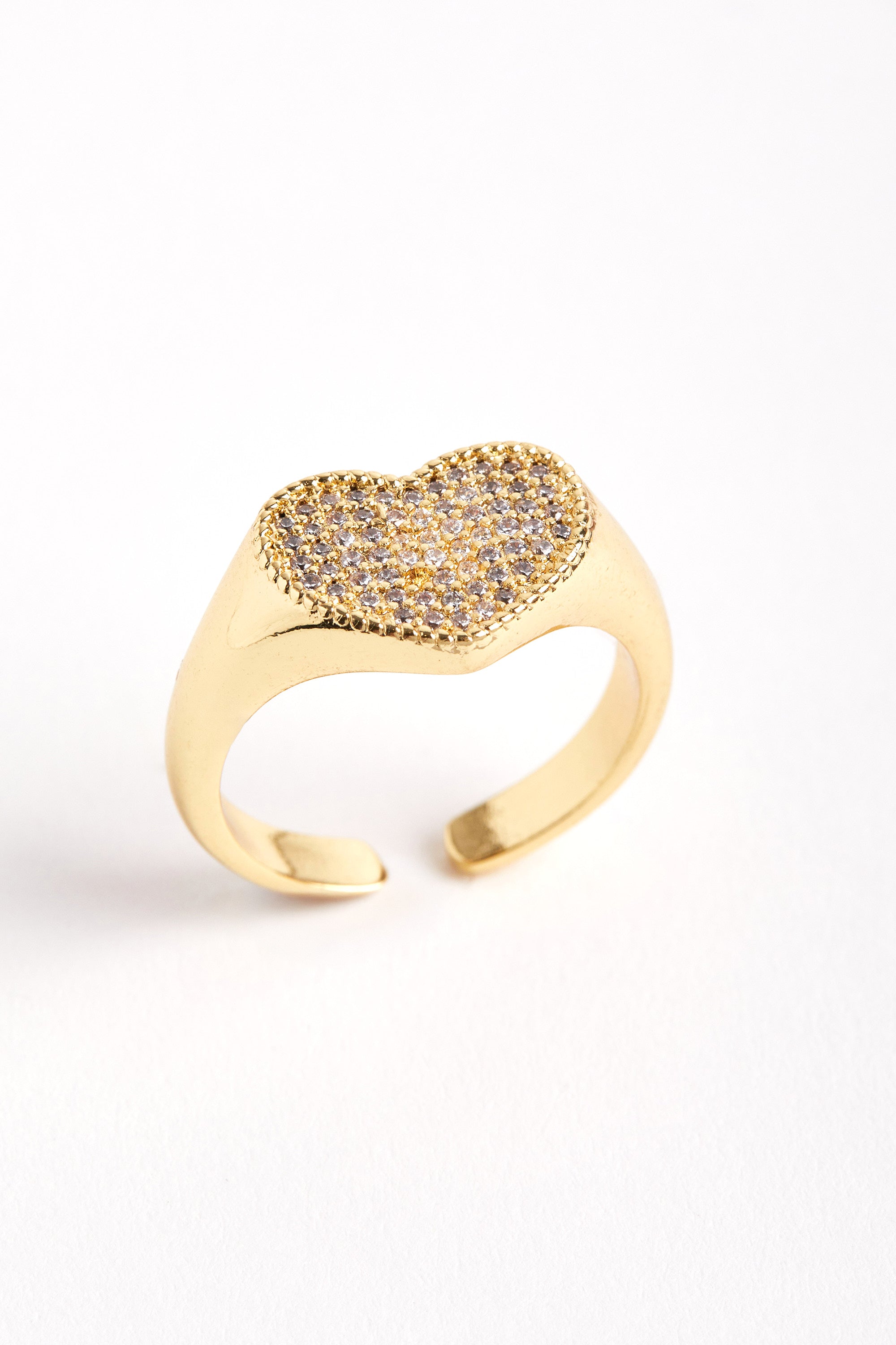 Rhodium Plated Heart Ring Gold