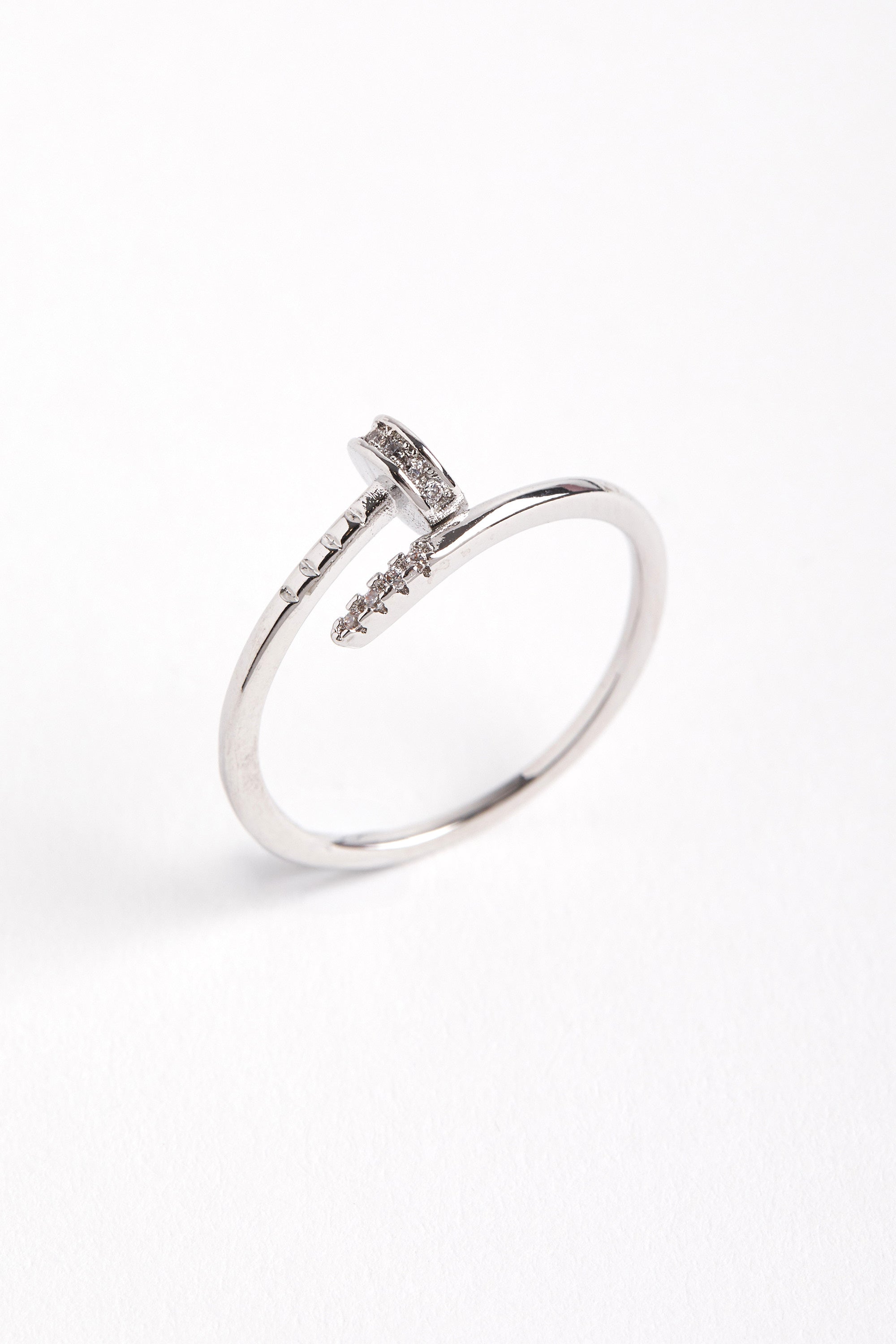 Rhodium Plated Nail Model Ring