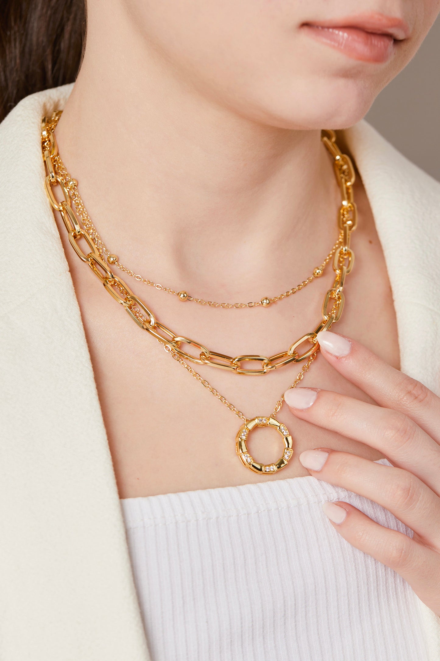 Üçlü Set Kolye Gold