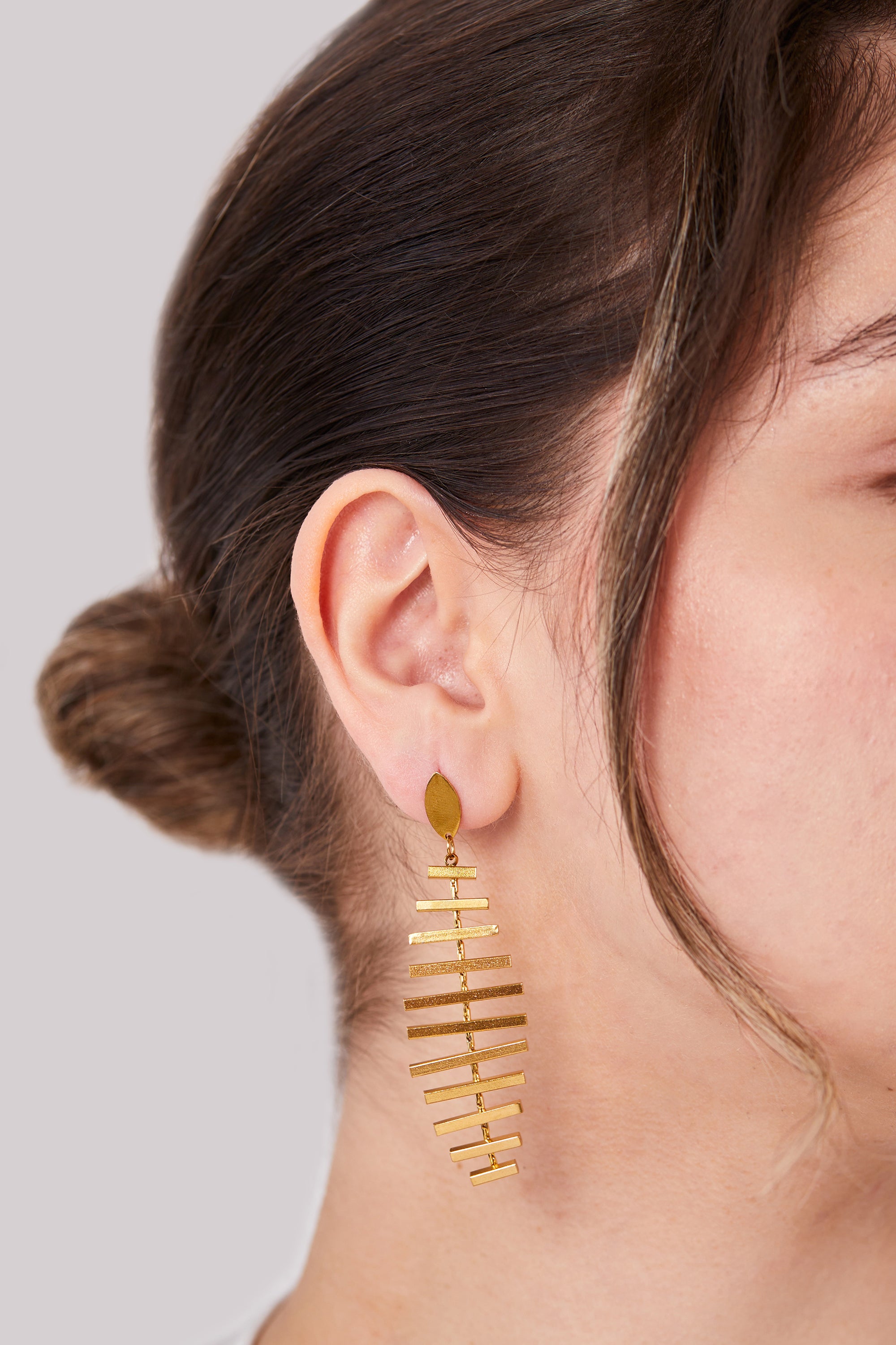 18K Gold Plated Dangle Ribbon Earrings