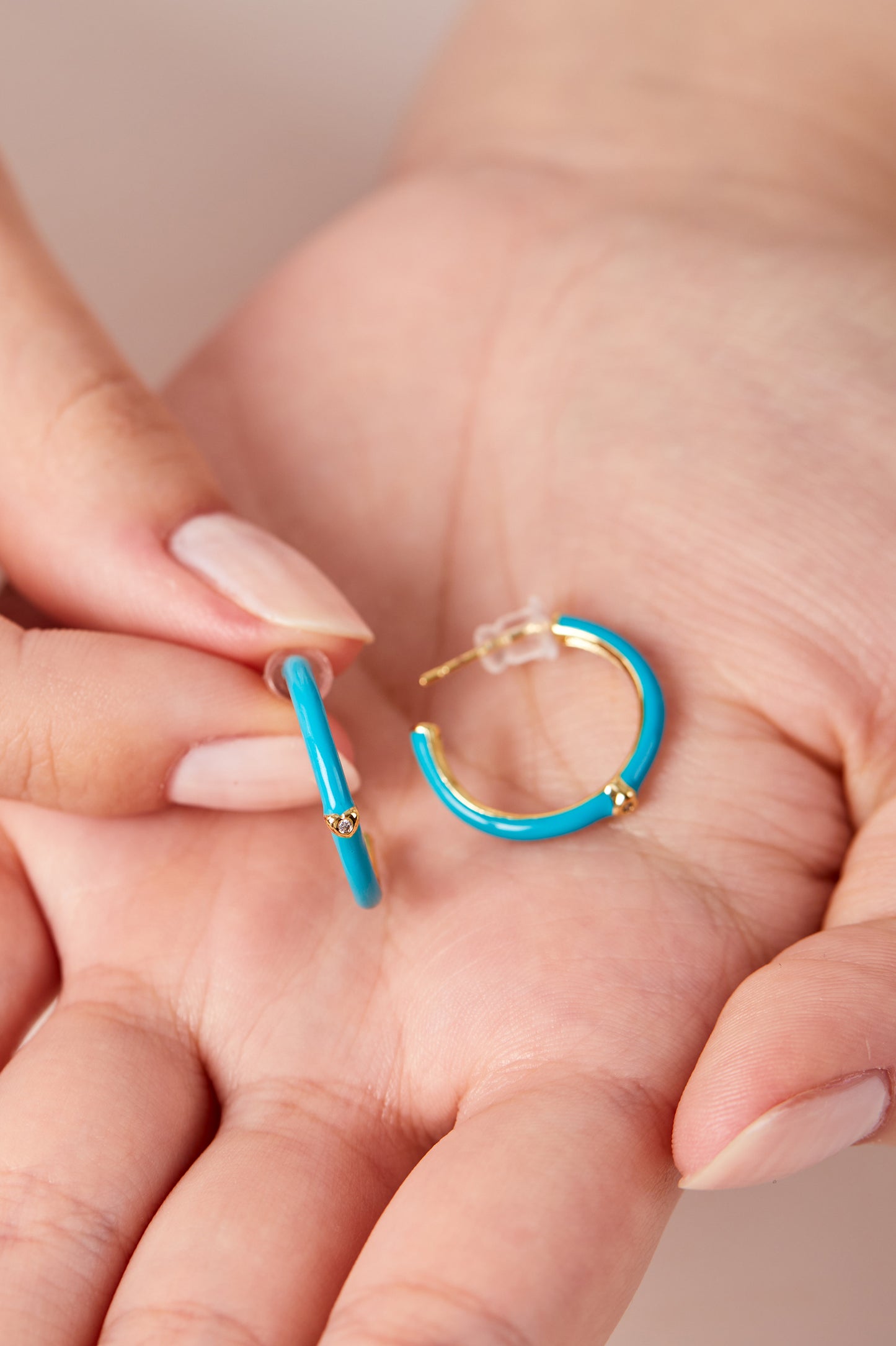 18K Gold Plated Blue Hoop Earrings