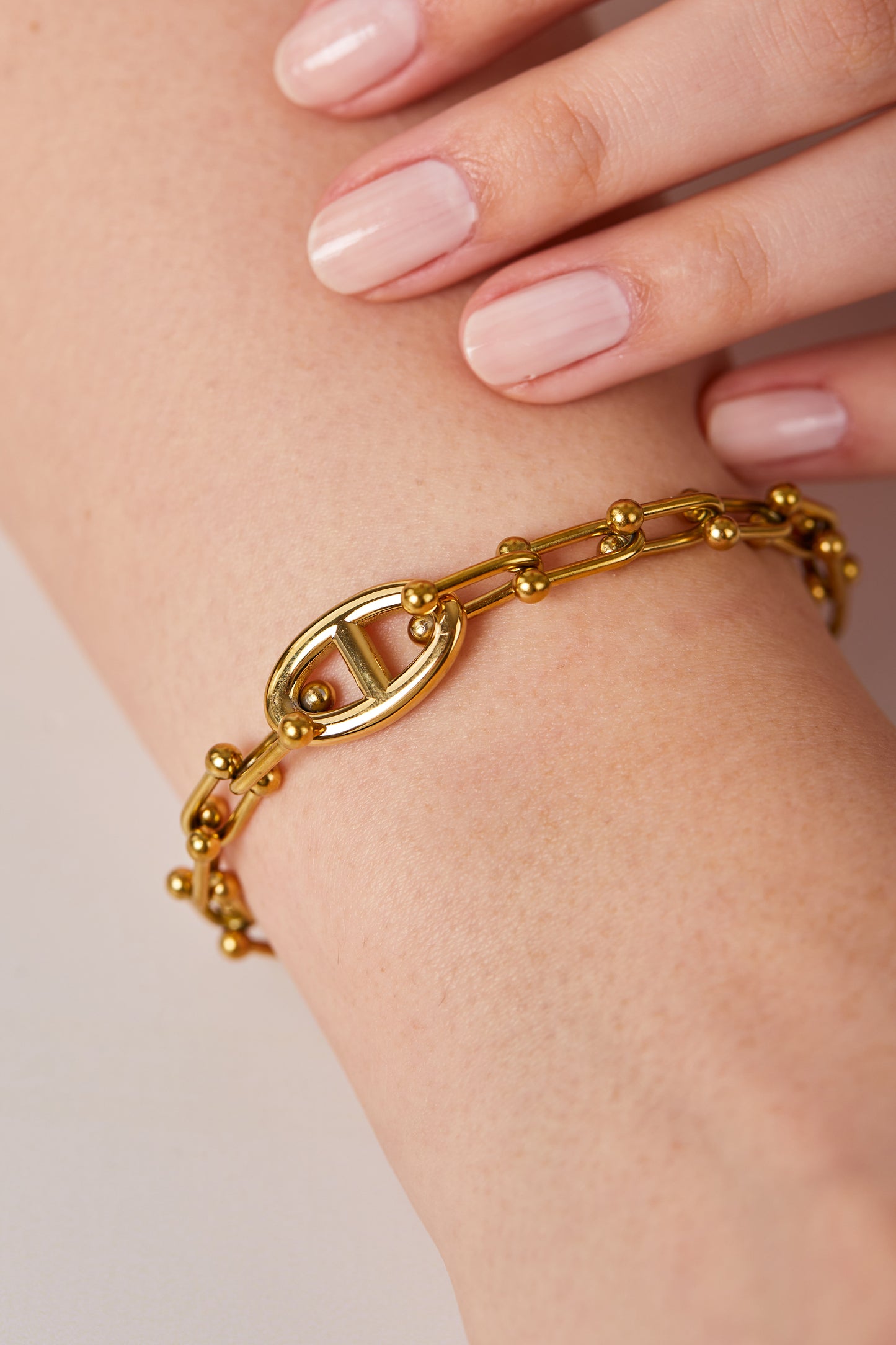 Çelik Zincir Model Bileklik Gold