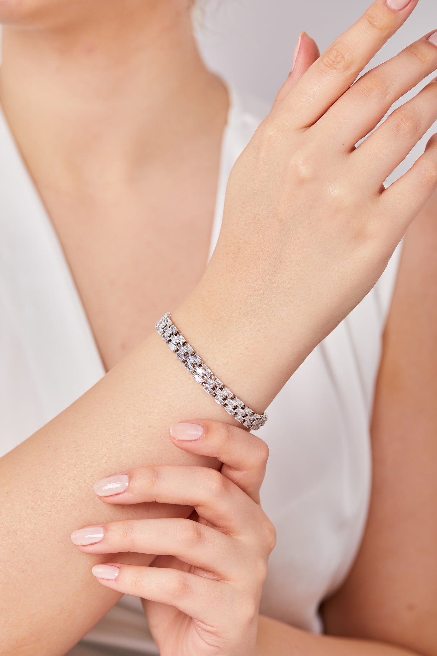 22 Ayar Altın Kaplama Taşlı Bileklik Silver
