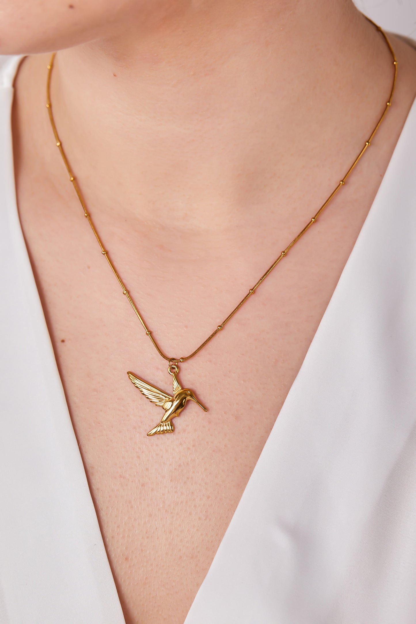 Çelik Kuş Model Kolye Gold