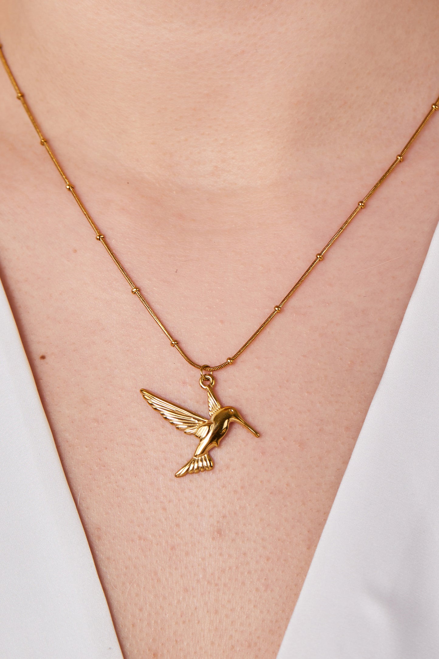 Çelik Kuş Model Kolye Gold
