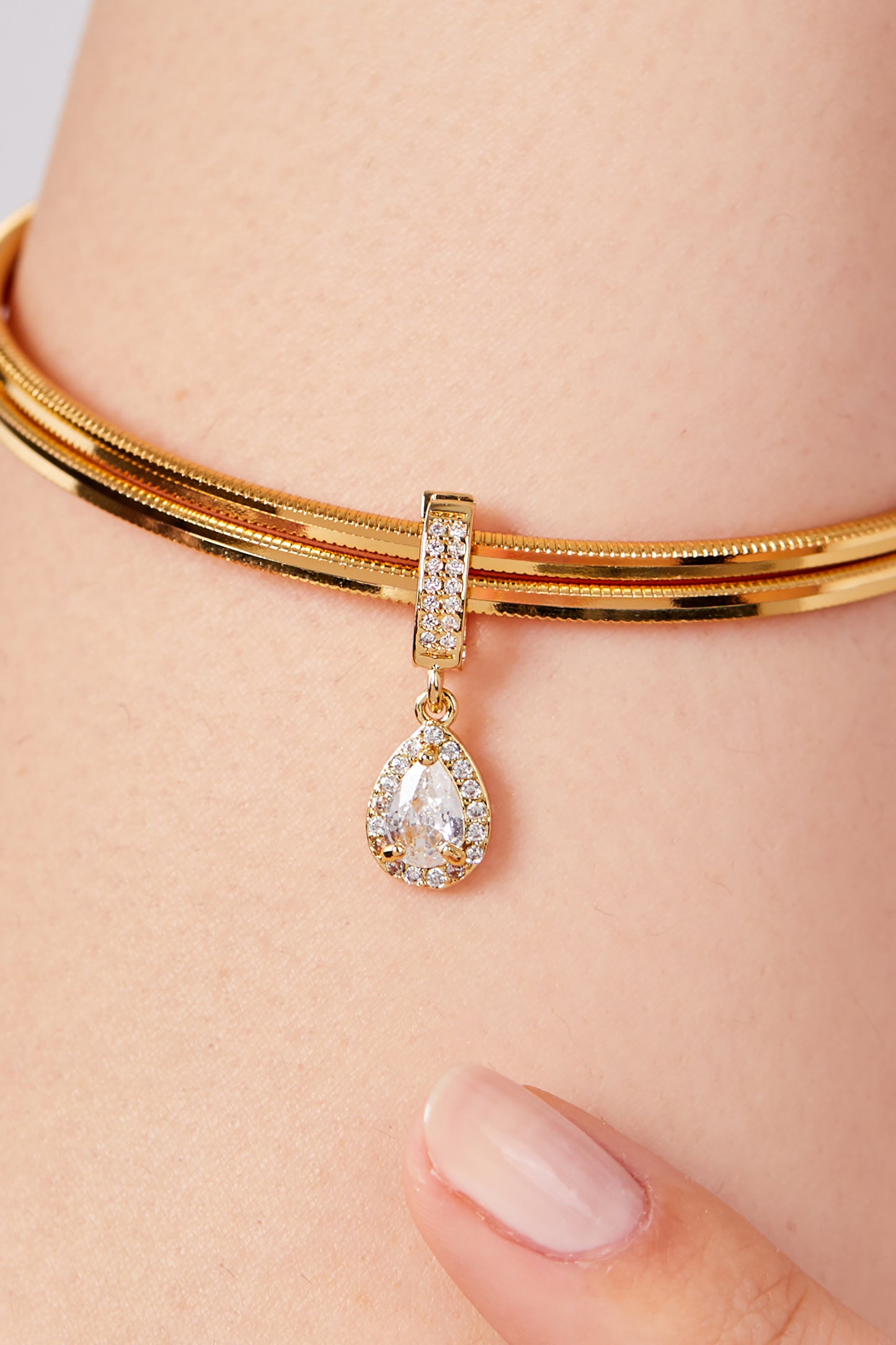 Gold Plated Drop Stone Charm