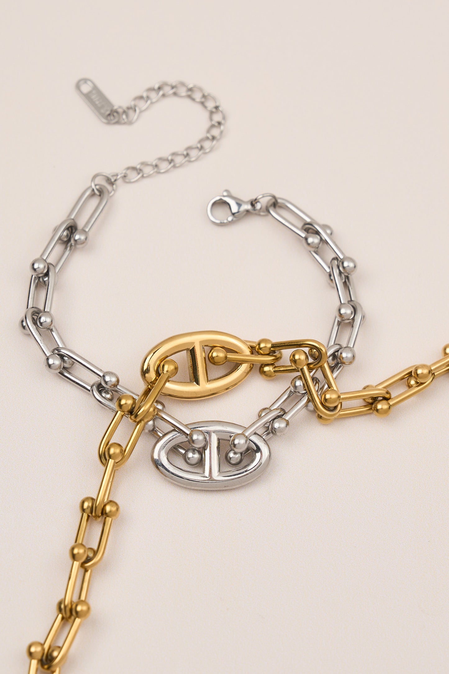 Çelik Zincir Model Bileklik Gold