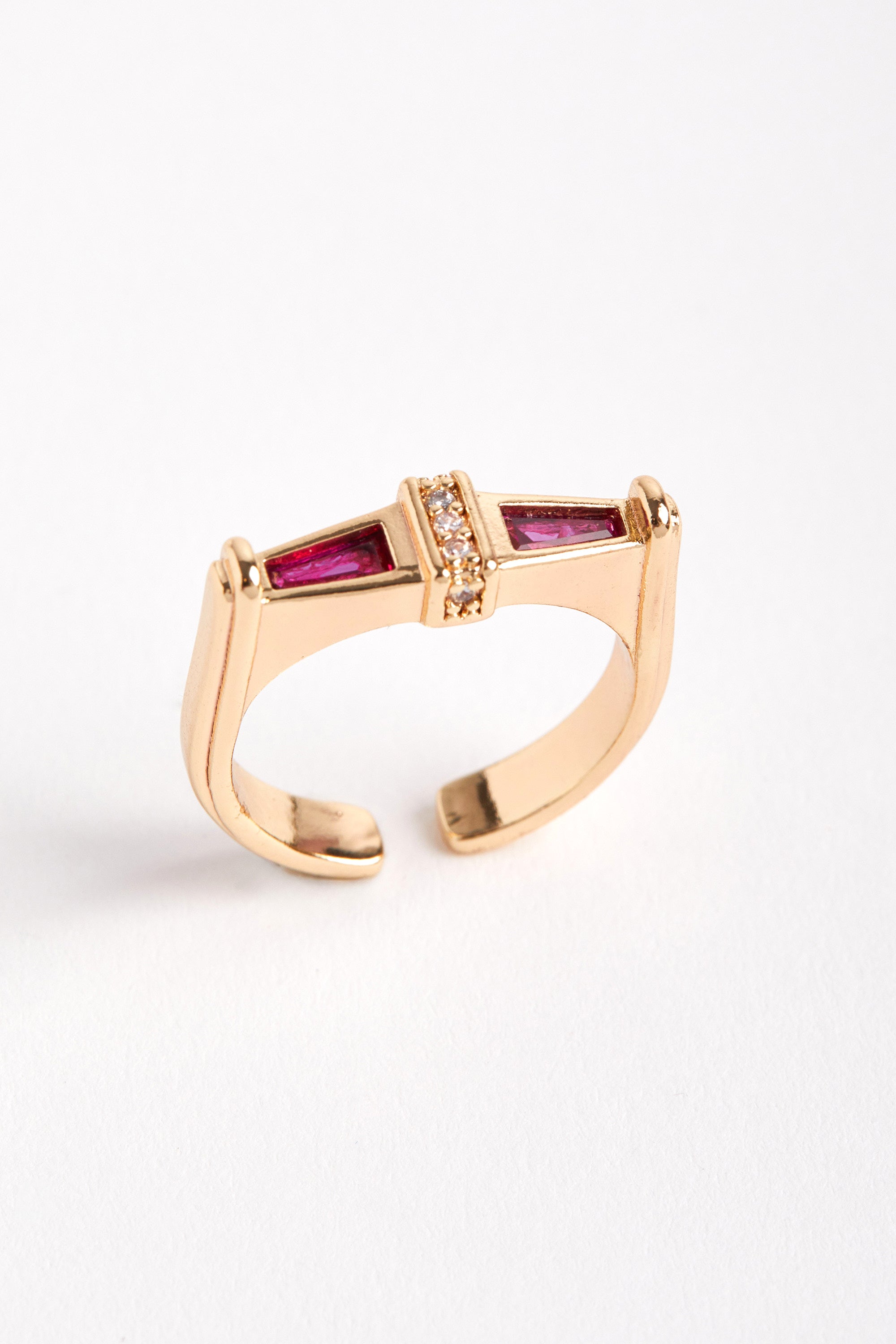 Rhodium Plated Vera Ring Fuchsia