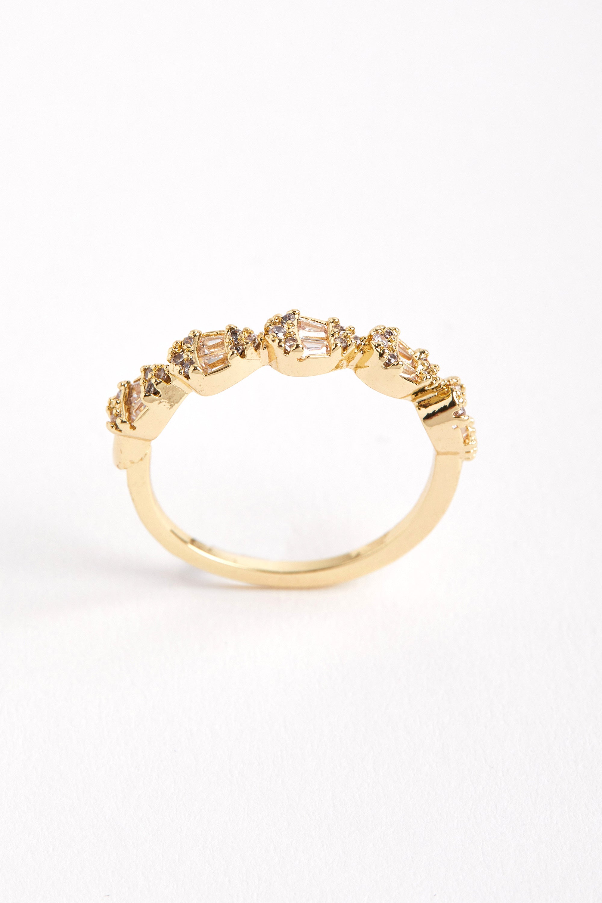 Rhodium Plated Diamond Stone Ring Gold