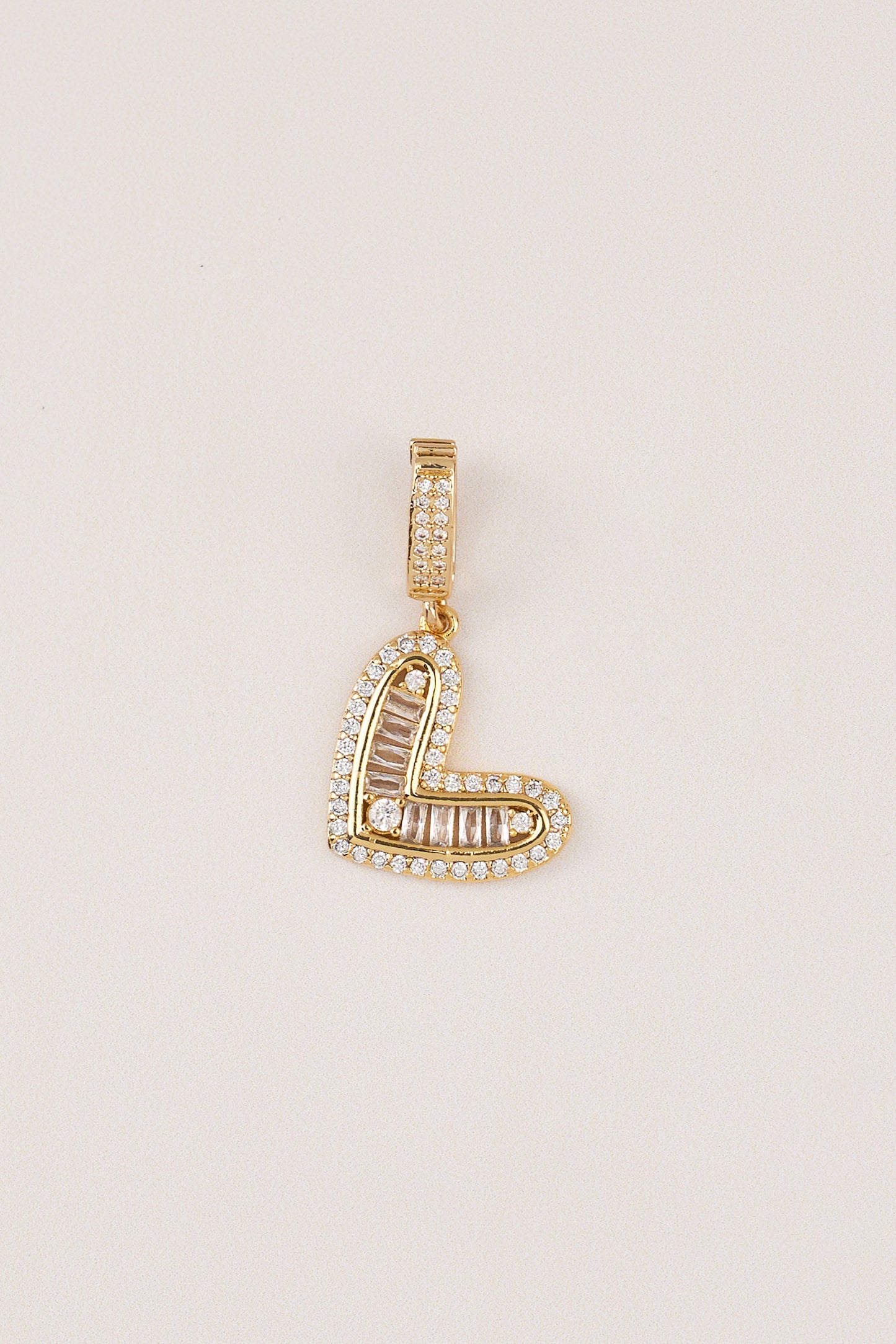 Gold Plated Design White Flat Heart Charm