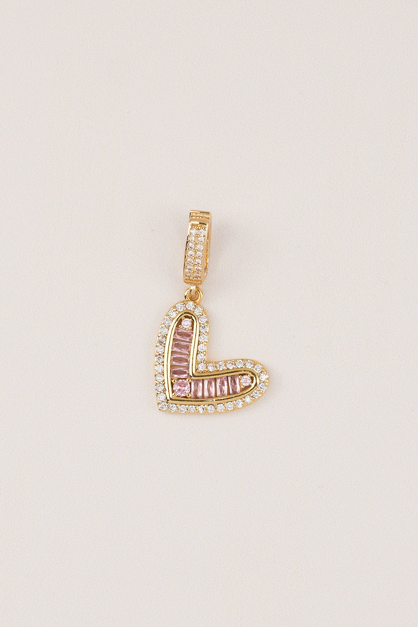 Gold Plated Design Pink Yashi Heart Charm