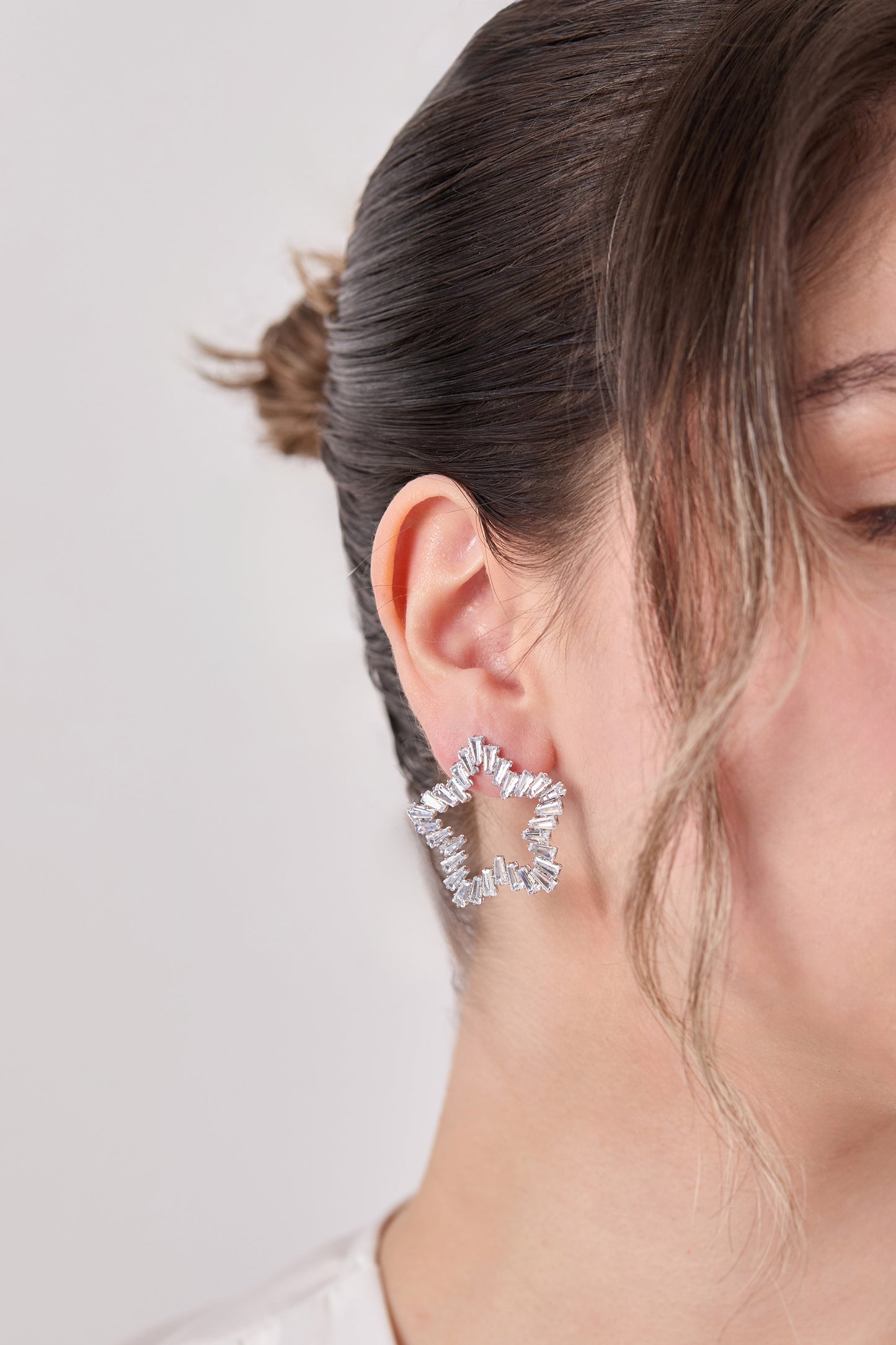 Special Design Star Earrings with Diamond Stones