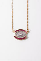 Luna Eye Fuşya Taşlı Çelik Kolye