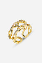 Rodyum Kaplama Chain Shiny Gold Yüzük