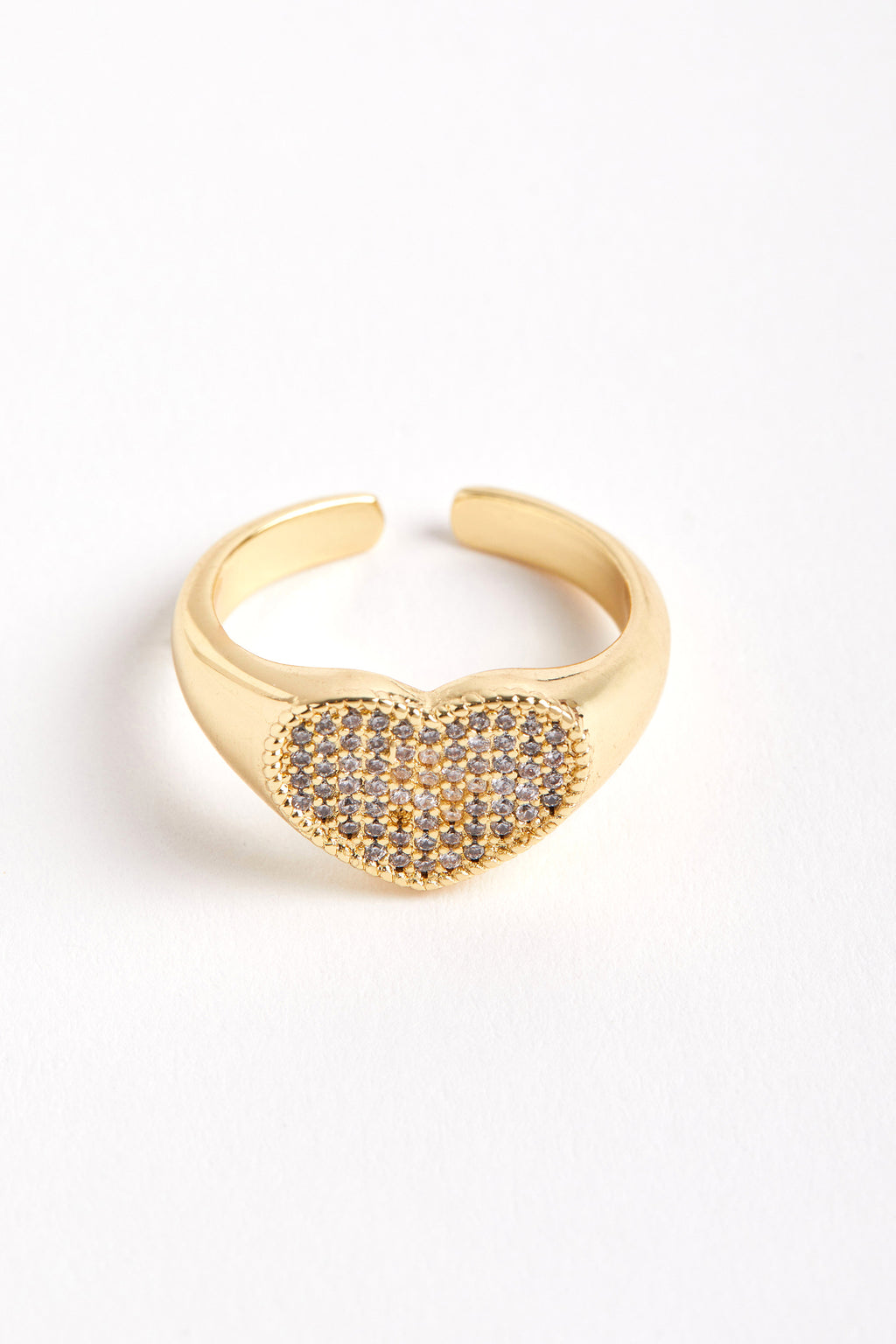 Rhodium Plated Heart Ring Gold