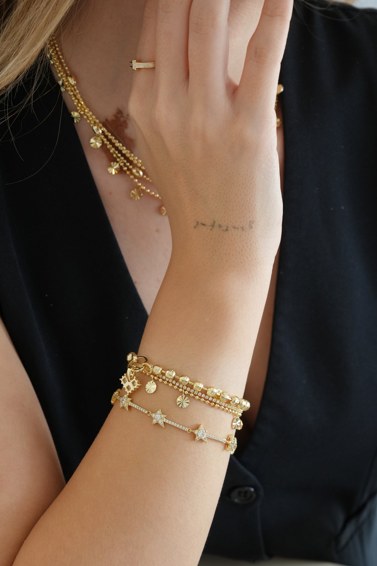 14K Altın Kaplama Glow Heart Bileklik