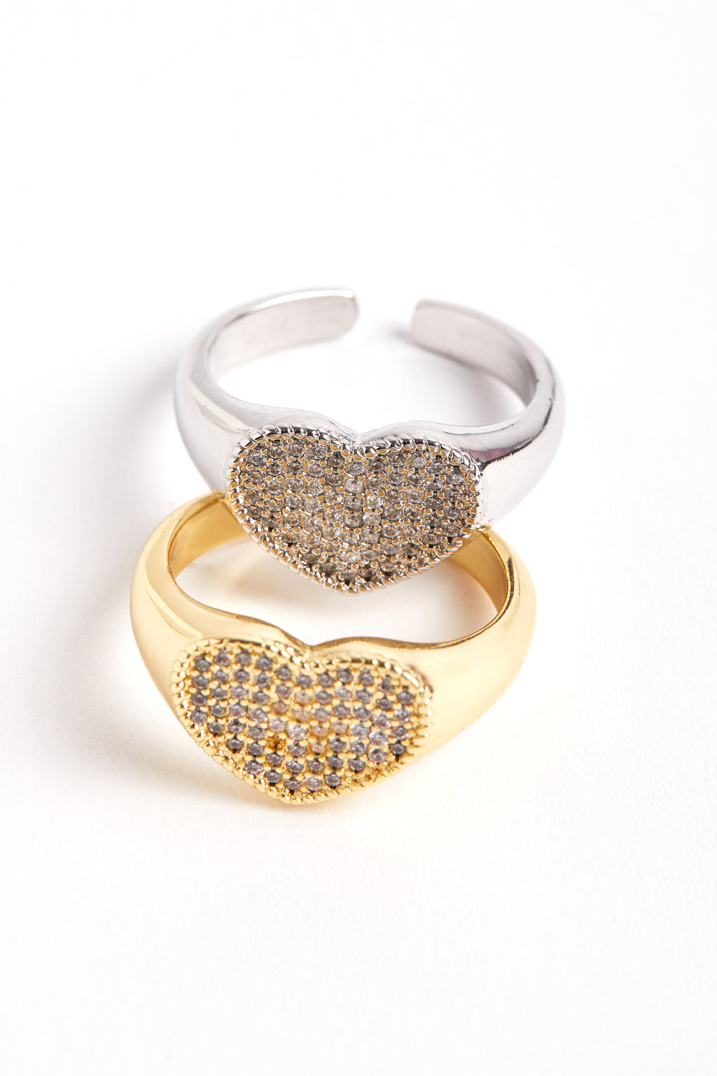 Rhodium Plated Heart Ring Gold