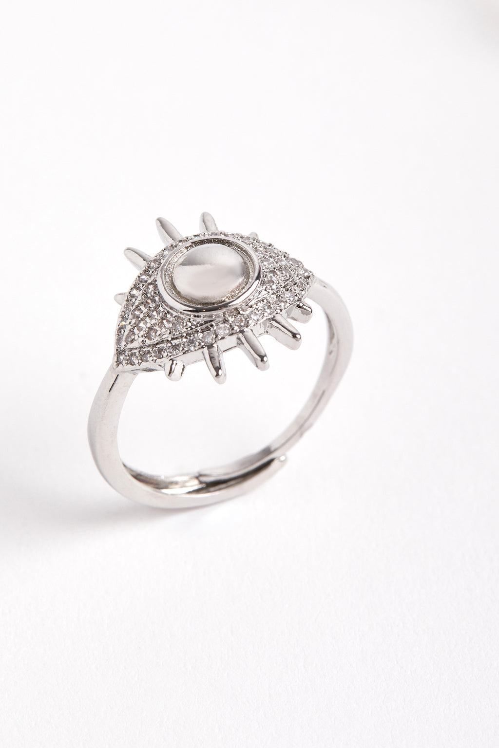 Rhodium Plated Eye Ring Silver 