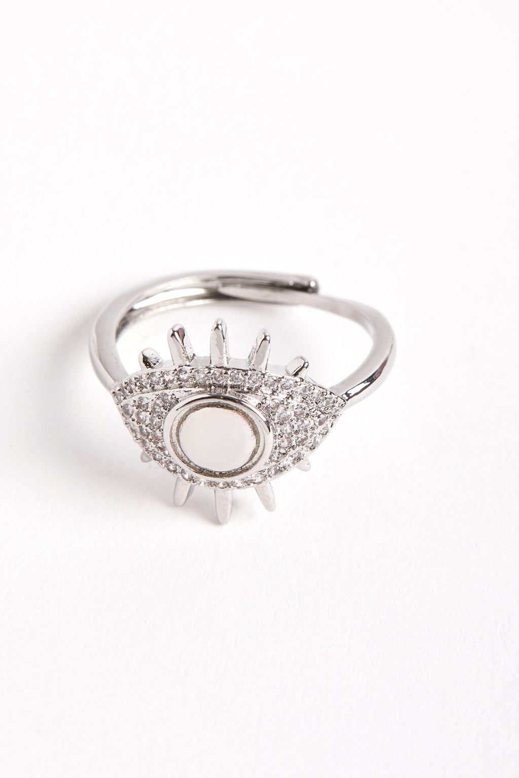 Rhodium Plated Eye Ring Silver 