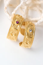 Altın Kaplama Bordo Taşlı Güneş Yüzük