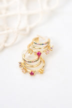 Altın Kaplama Renkli Pırlanta Taşlı Küpe