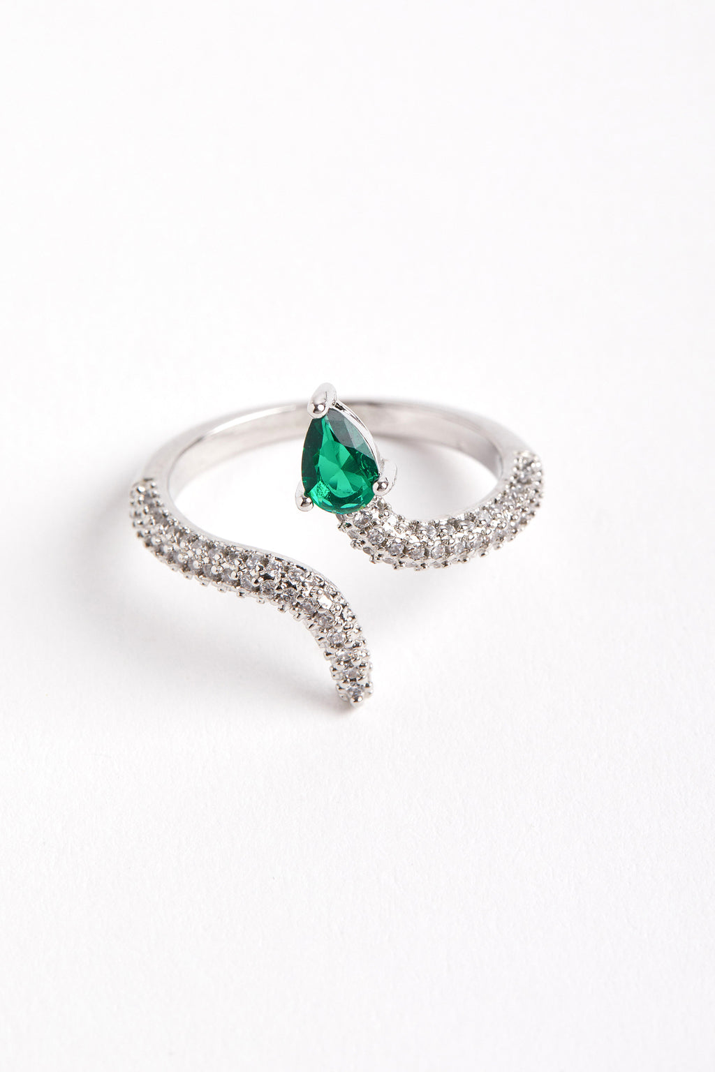 Rhodium Plated Snake Ring Silver