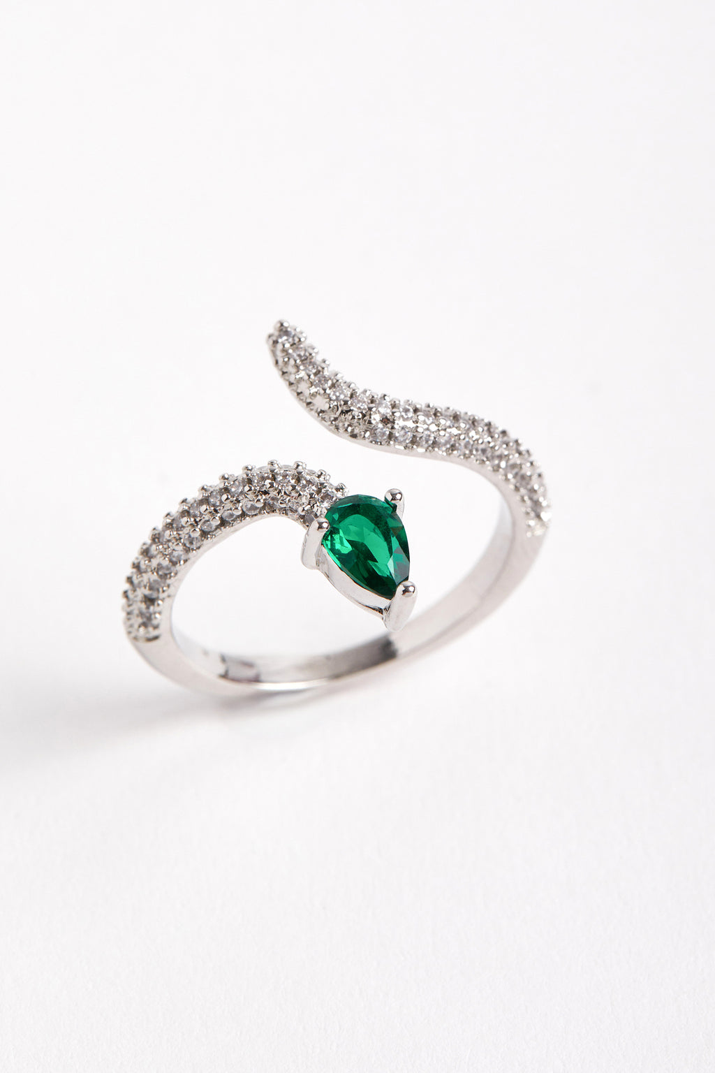 Rhodium Plated Snake Ring Silver