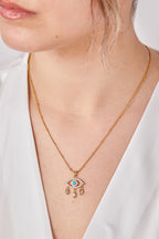 22 Ayar Altın Kaplama Narin Taşlı Göz Kolye