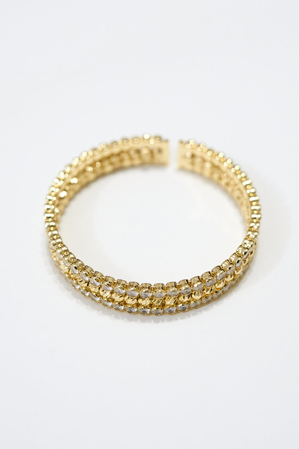 14K Altın Kaplama Dorika Taşlı Kalın Bileklik