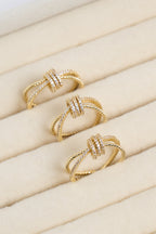 Taşlı Halkalı Yüzük Gold