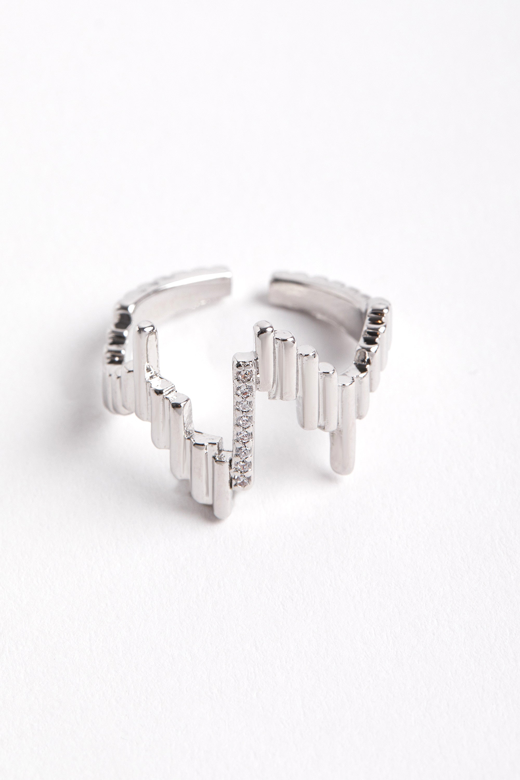 Rhodium Plated Zigzag Ring Silver