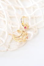 Altın Kaplama Renkli Pırlanta Taşlı Küpe