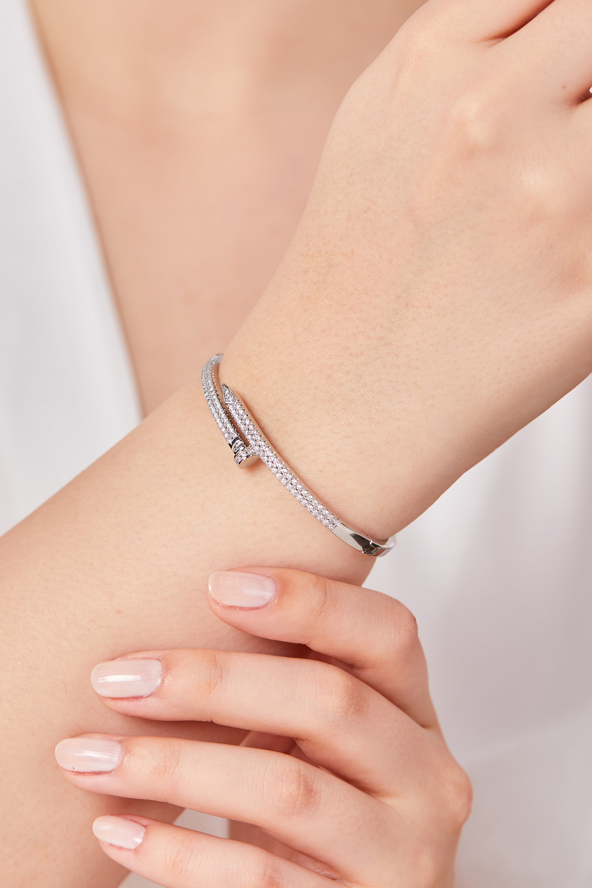 22K Gold Plated Design Studded Handcuff Silver