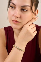 Özel Seri Altın Kaplama Parıltılı Yonca Bileklik