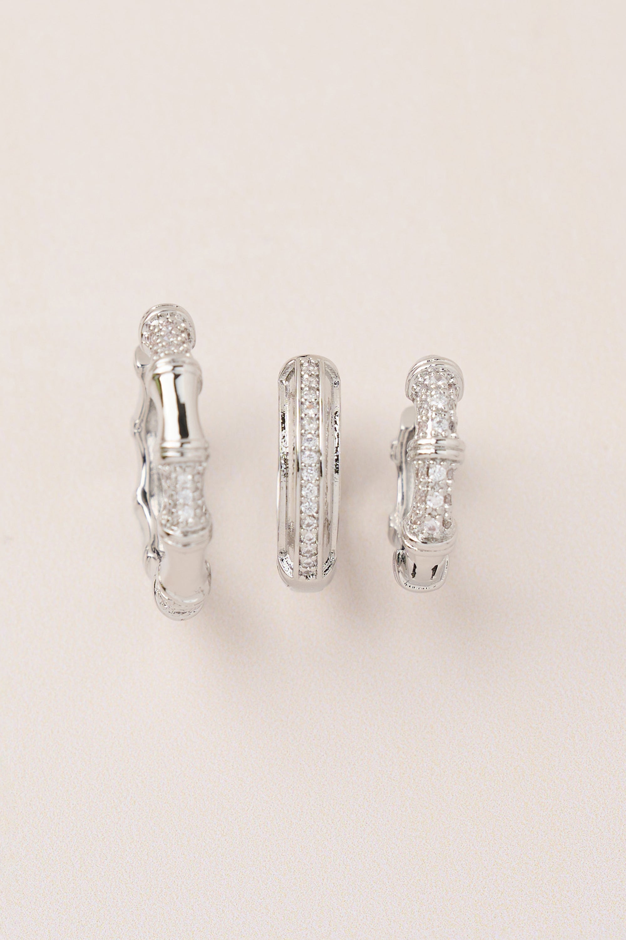 Triple Hoop Earrings Silver
