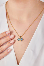 22 Ayar Altın Kaplama Gece Göz Kolye