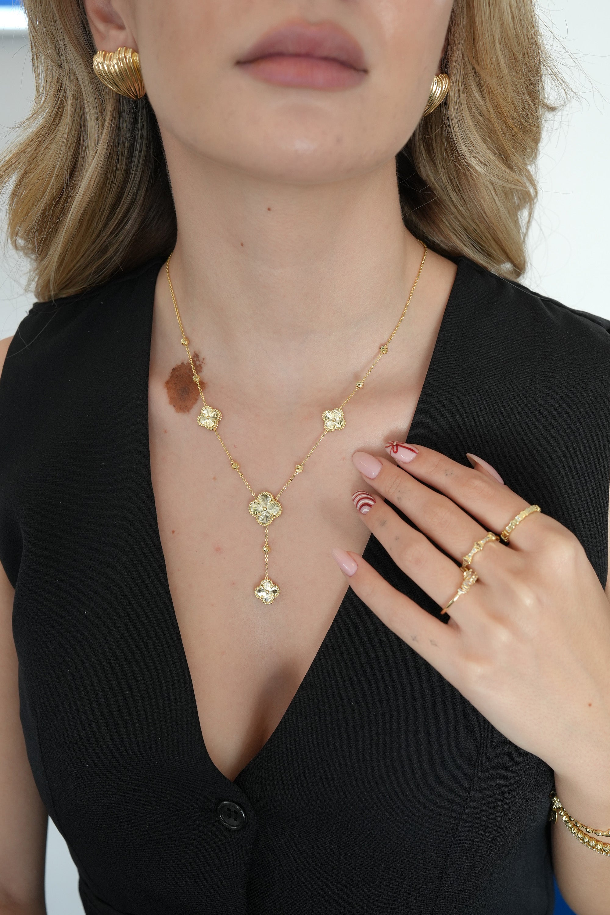 14K Altın Kaplama Yonca Kolye