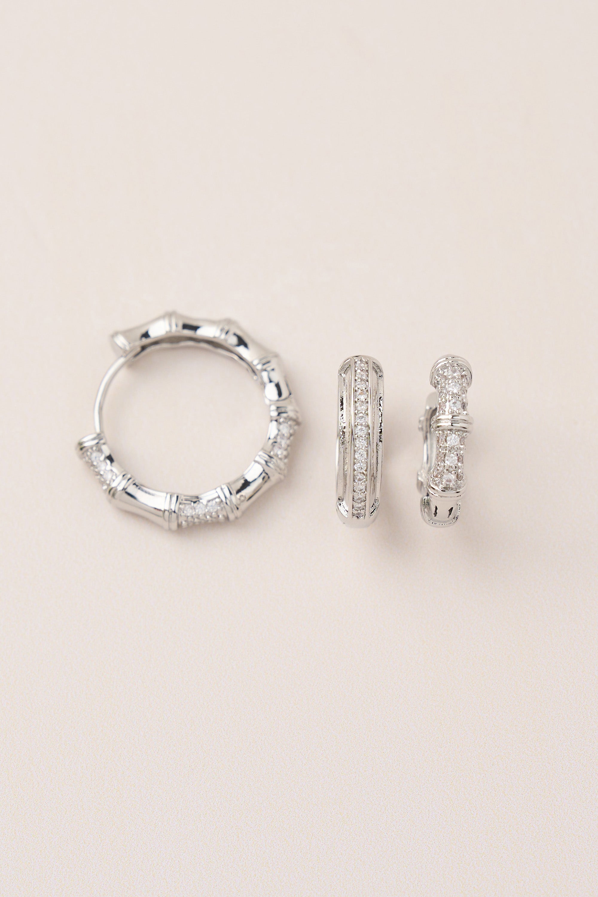 Triple Hoop Earrings Silver