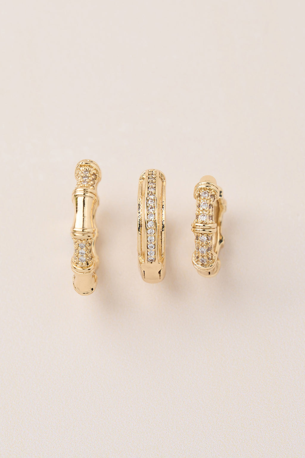 Triple Hoop Earrings Gold