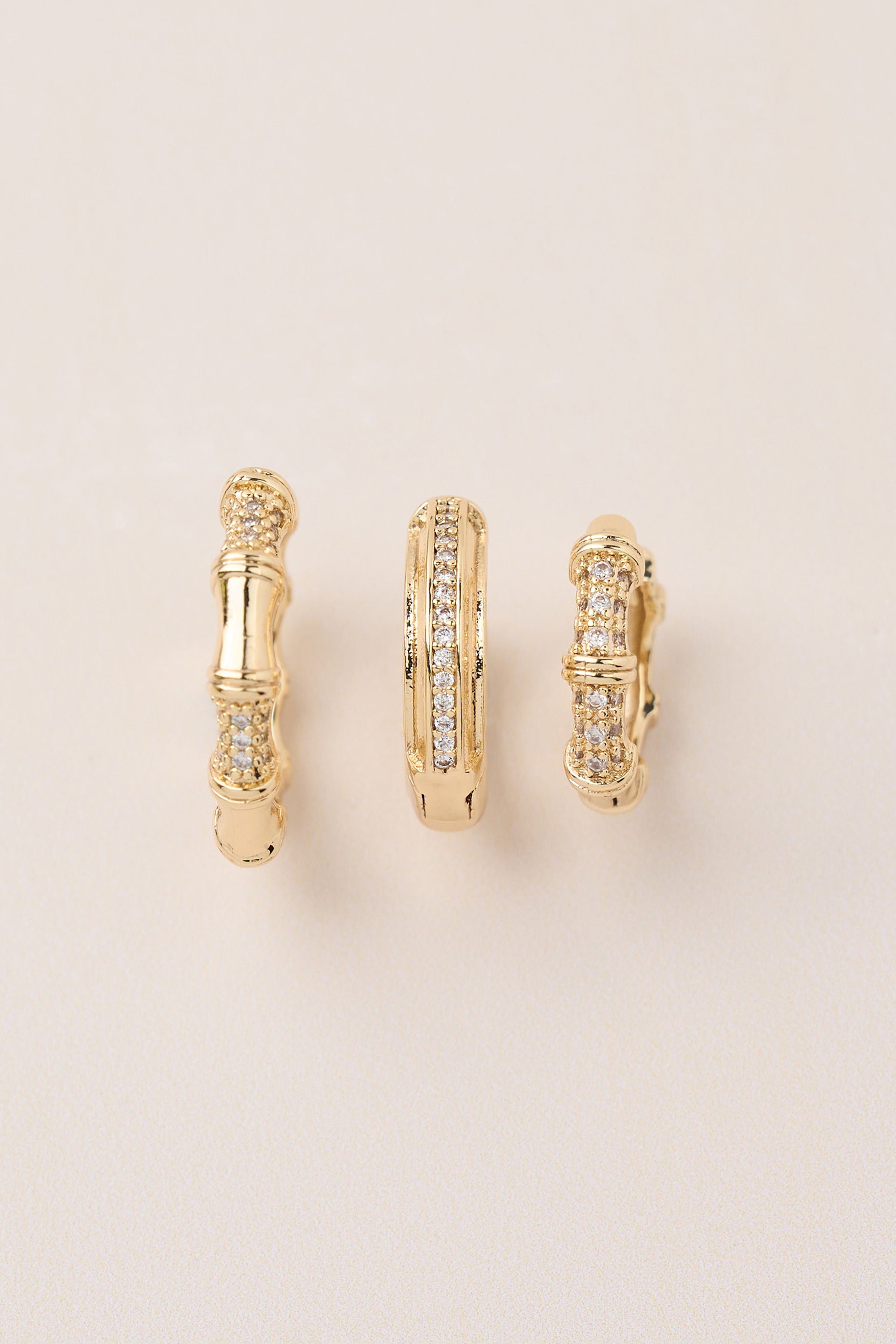 Triple Hoop Earrings Gold