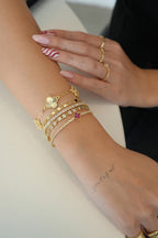 Altın Kaplama Mor Yonca Bileklik