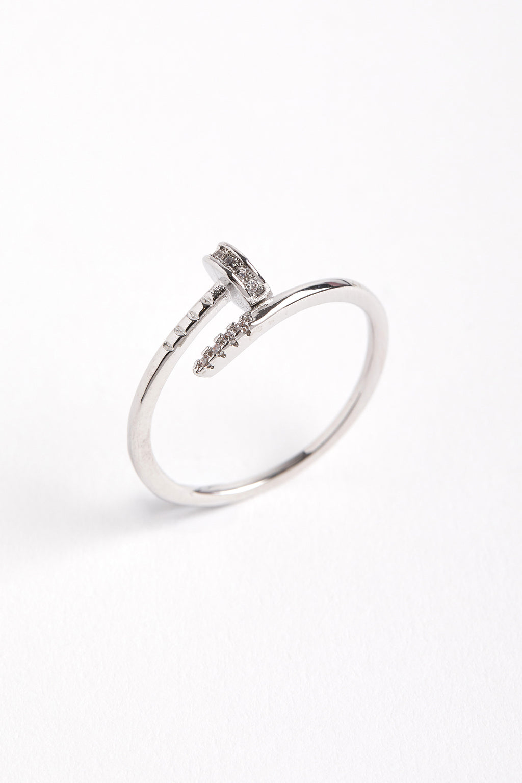 Rhodium Plated Nail Model Ring