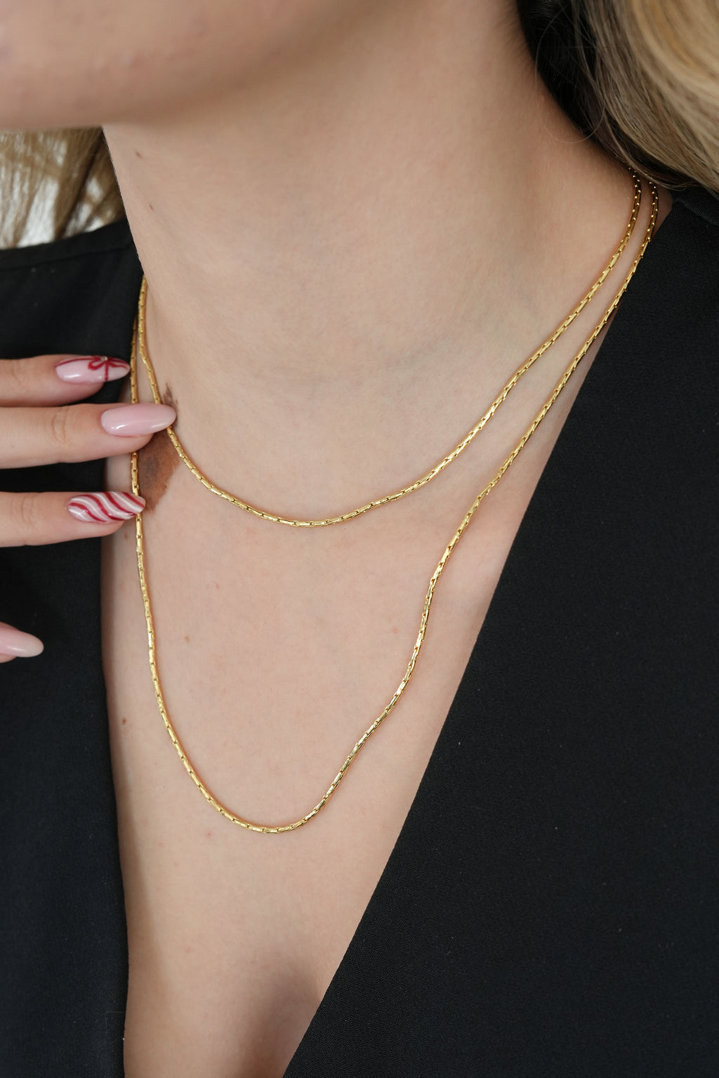 14K Altın Kaplama Uzun Zincir Kolye