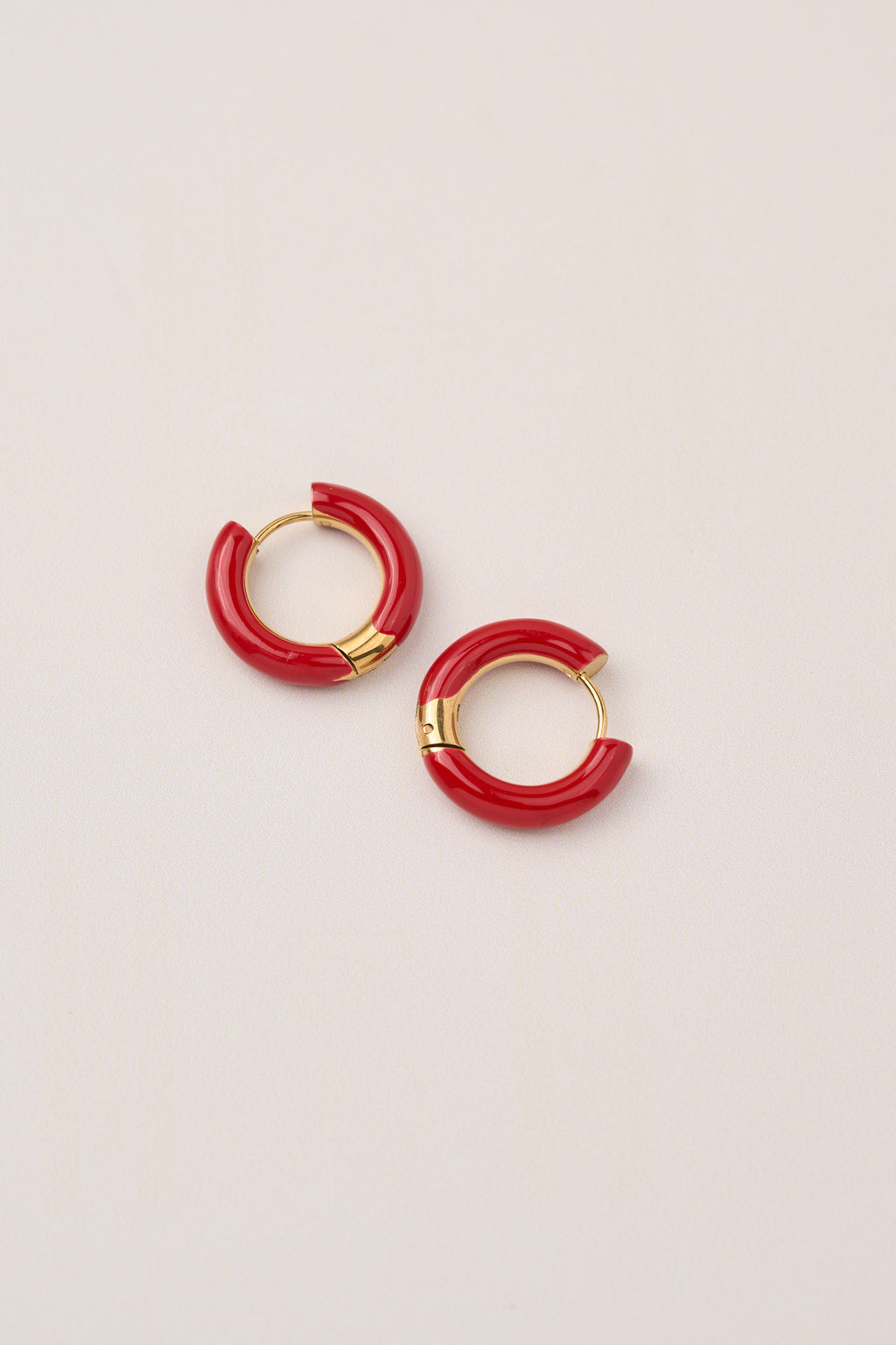 Steel Hoop Earring Red