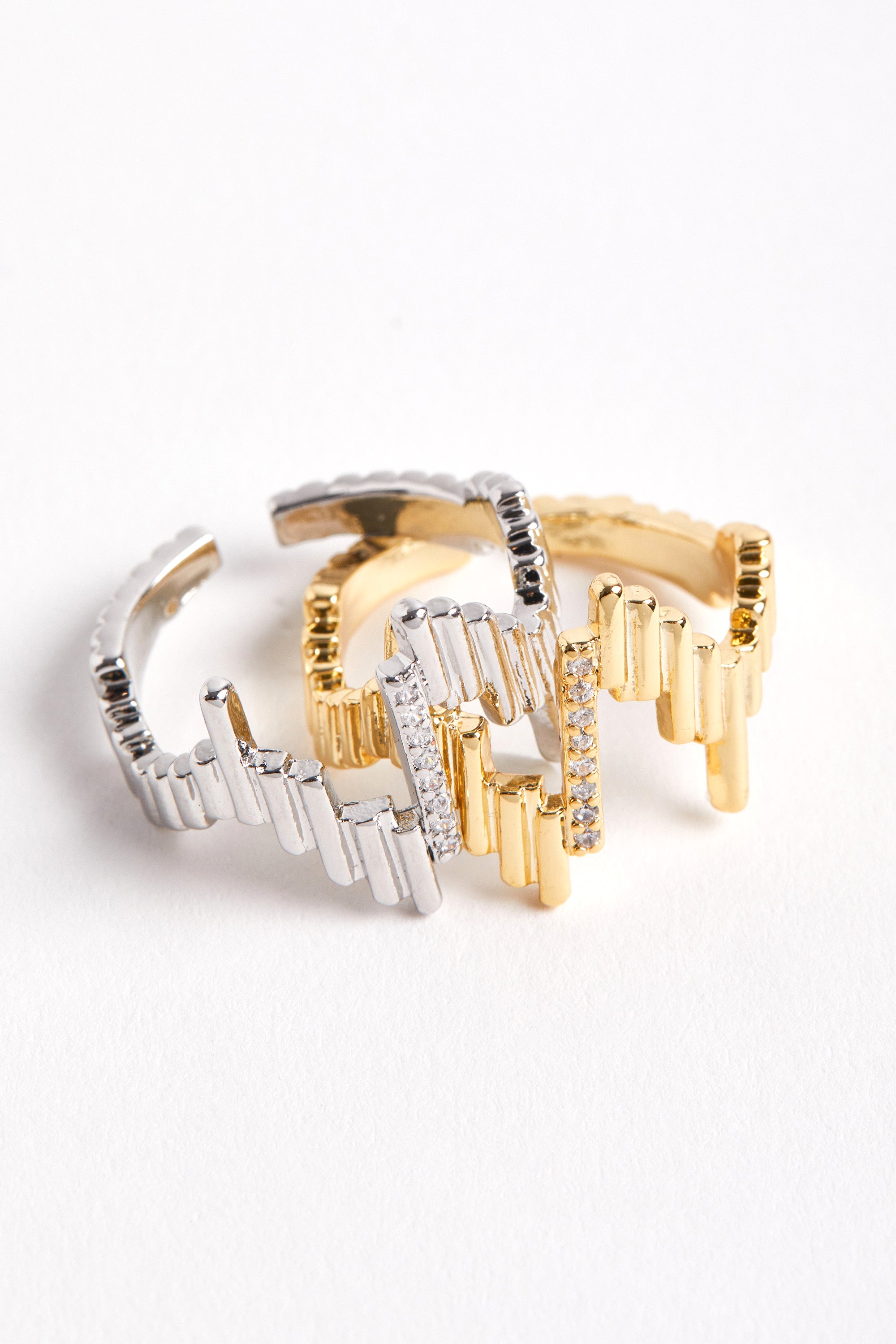 Rhodium Plated Zigzag Ring Silver