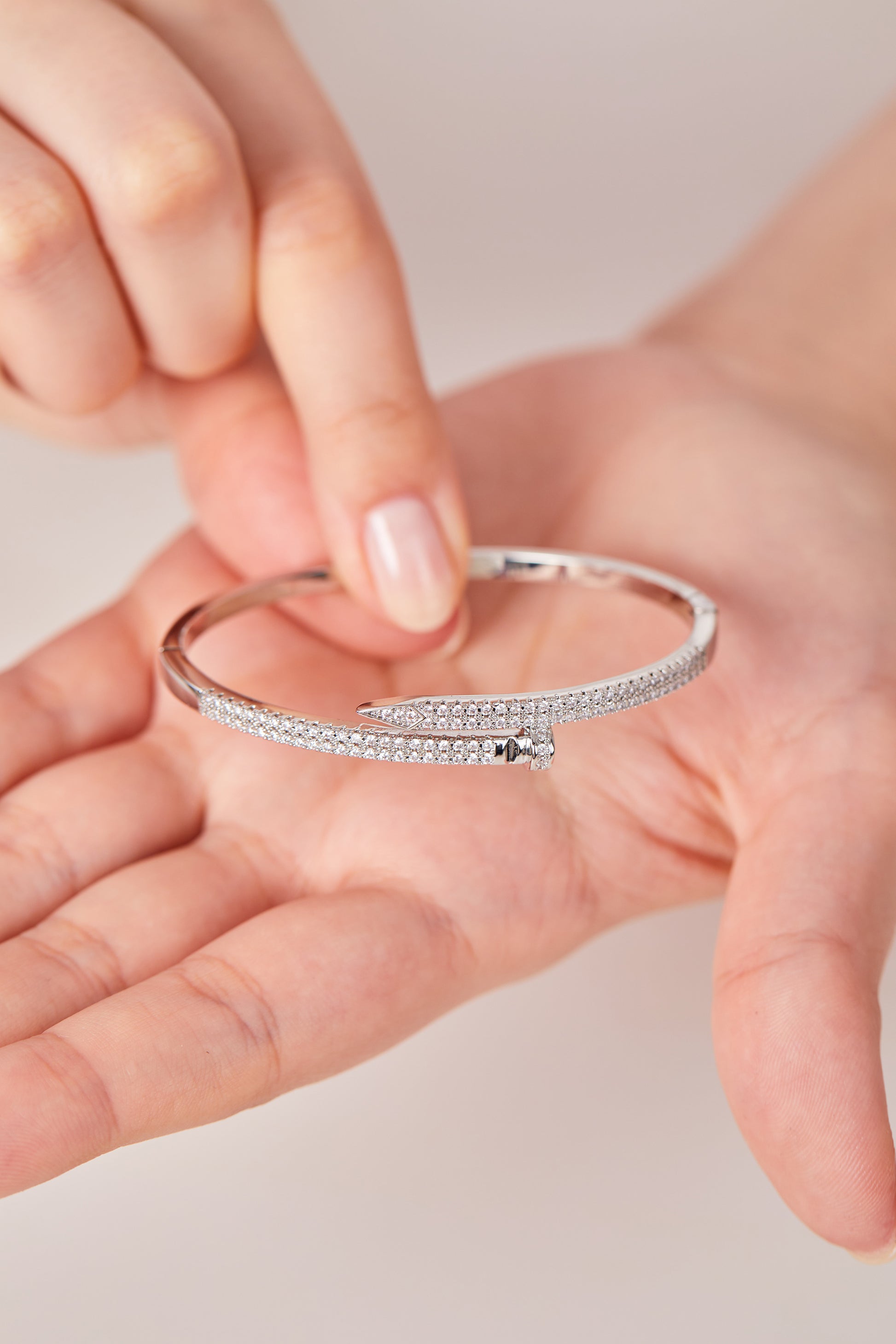 22K Gold Plated Design Studded Handcuff Silver