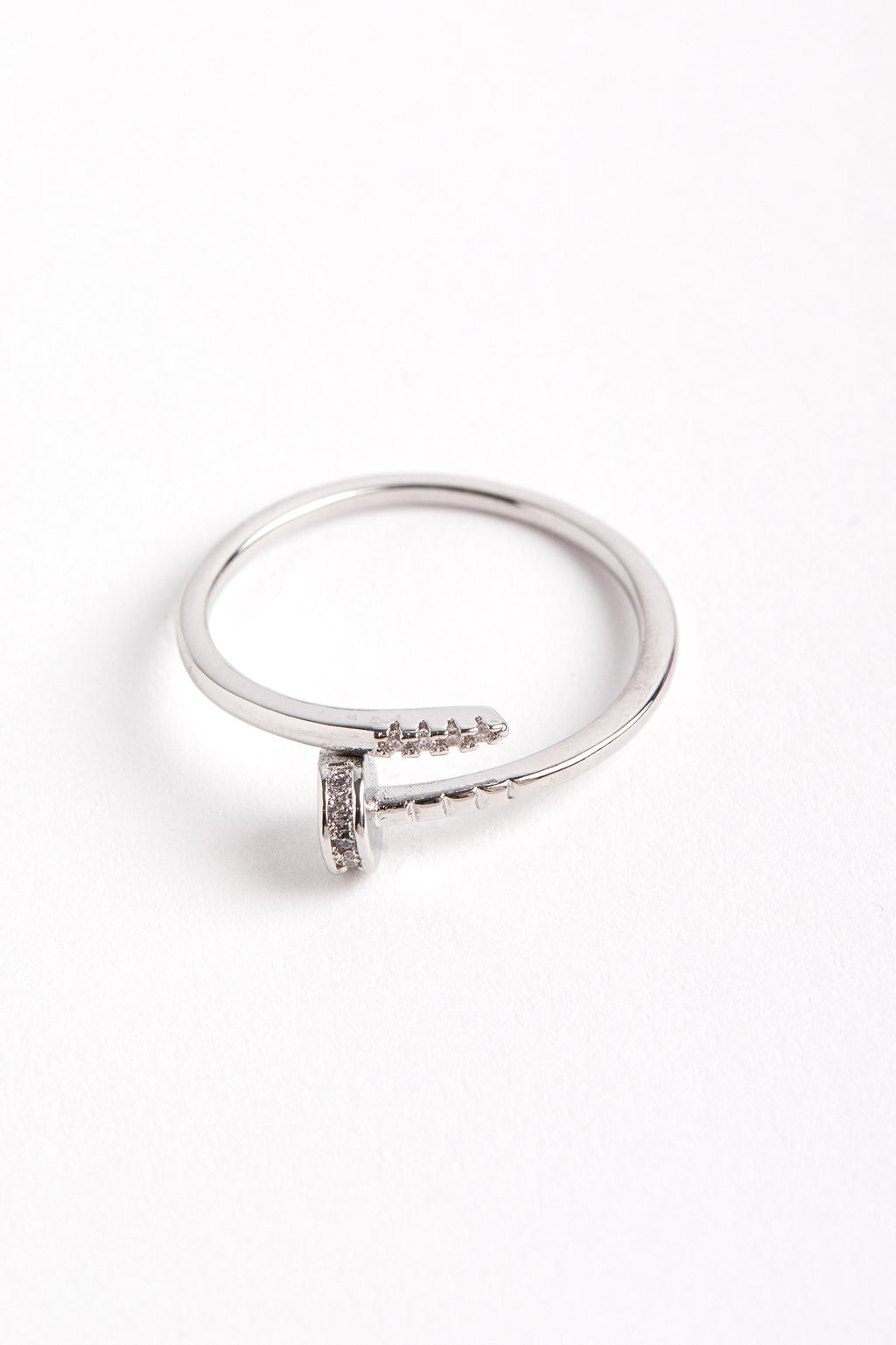 Rhodium Plated Nail Model Ring