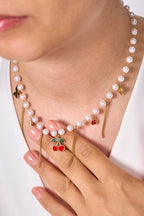 Boncuklu Charmlı Çelik Kolye