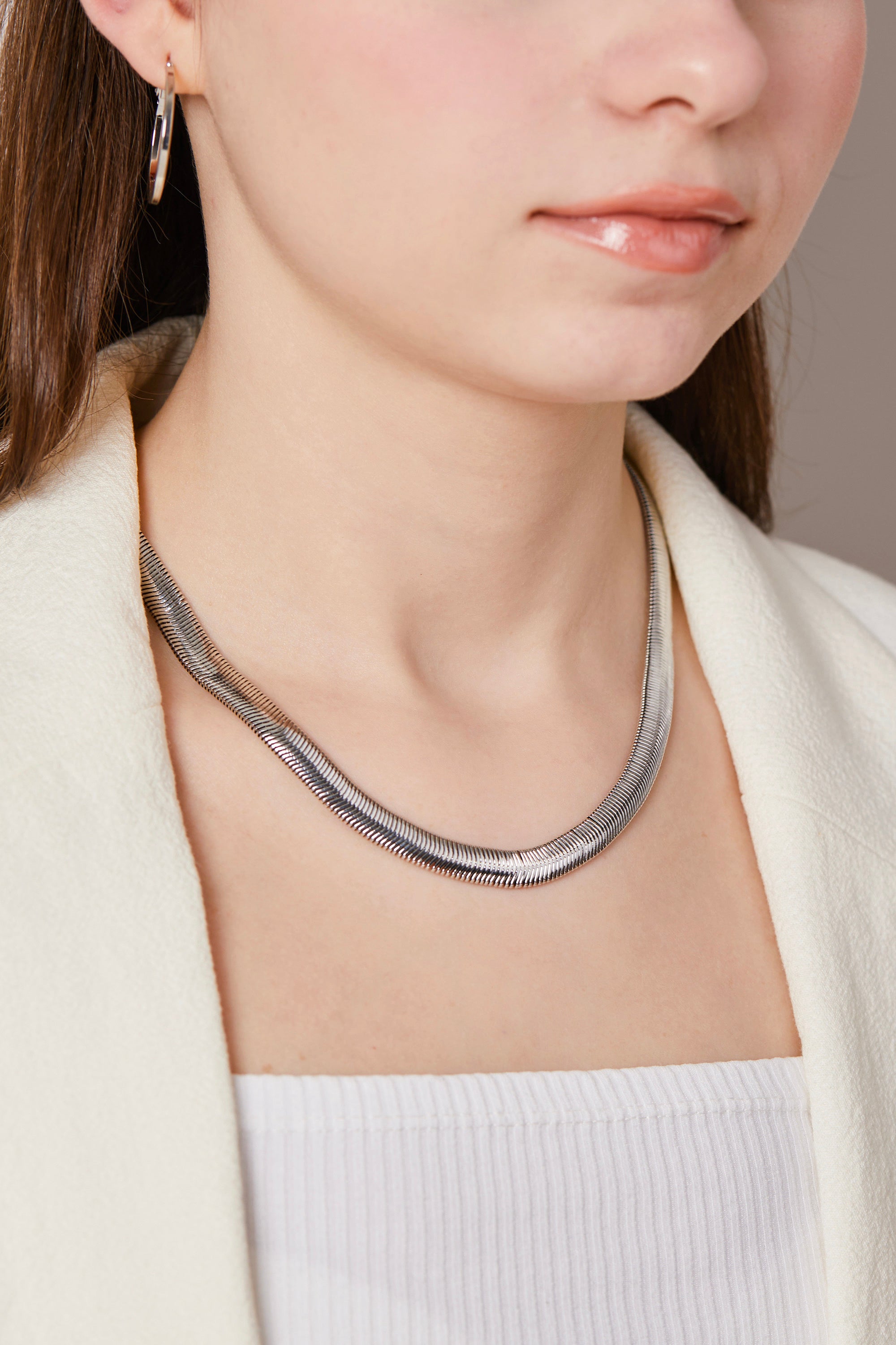 Herringbone Chain Necklace Silver