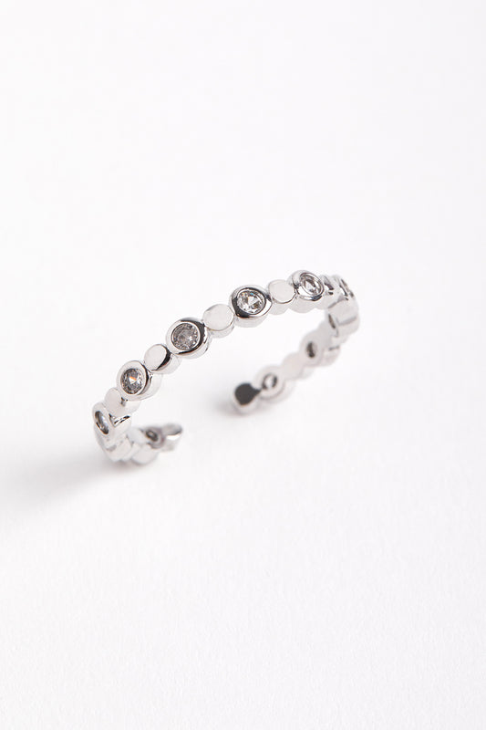 Rhodium Plated Zircon Stone Ring Silver 